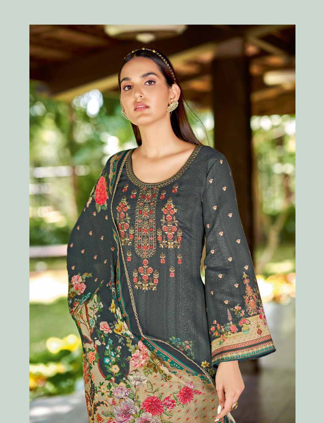 Alok Unstitched Black Pakistani Print Salwar Suit Material - Stilento