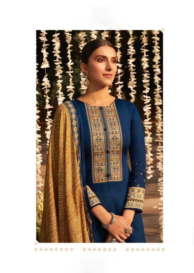 Bandhani Blue Printed Designer Women Salwar Suit with Neck Embroidery - Stilento