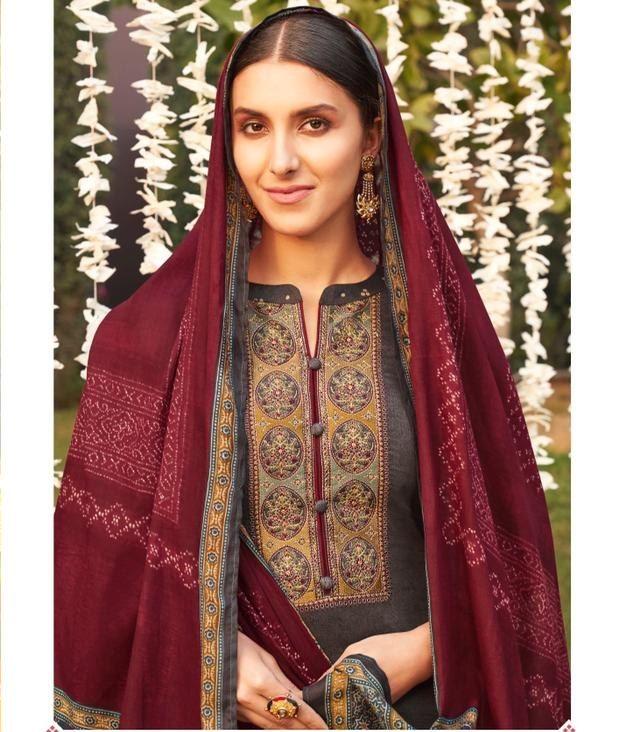 Adam Khadi Cotton Suit/ Dress Material with Embroidery work and lace design  neck (Without Dupatta)