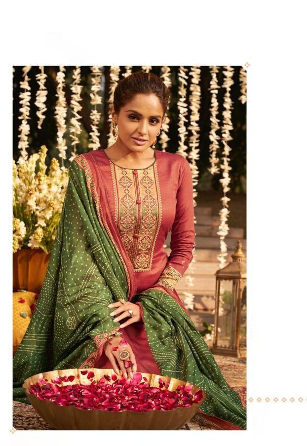 Bandhani Designer Women Salwar Suit Dress Material with Neck Embroidery - Stilento