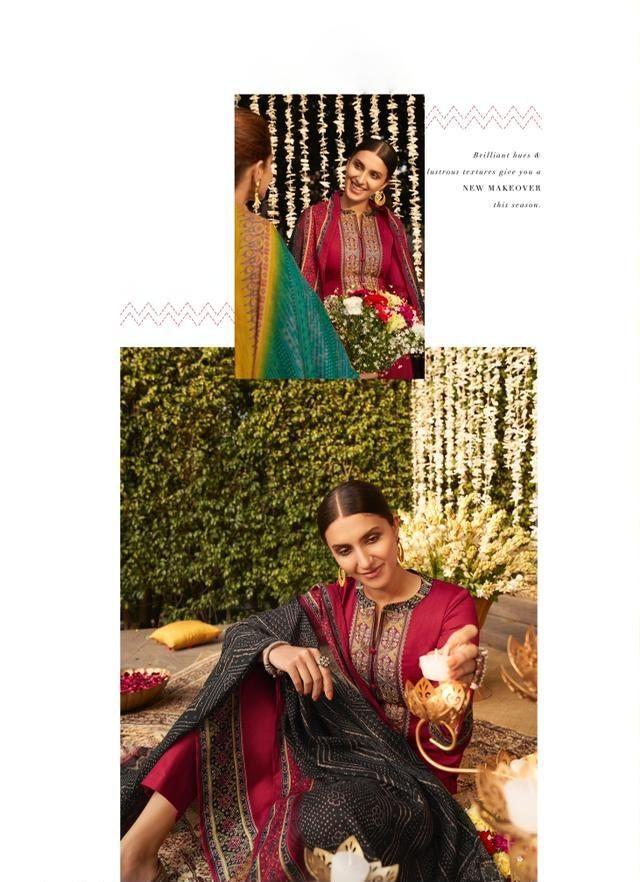 Bandhani Women Red Salwar Suit Dress Material with Neck Embroidery - Stilento