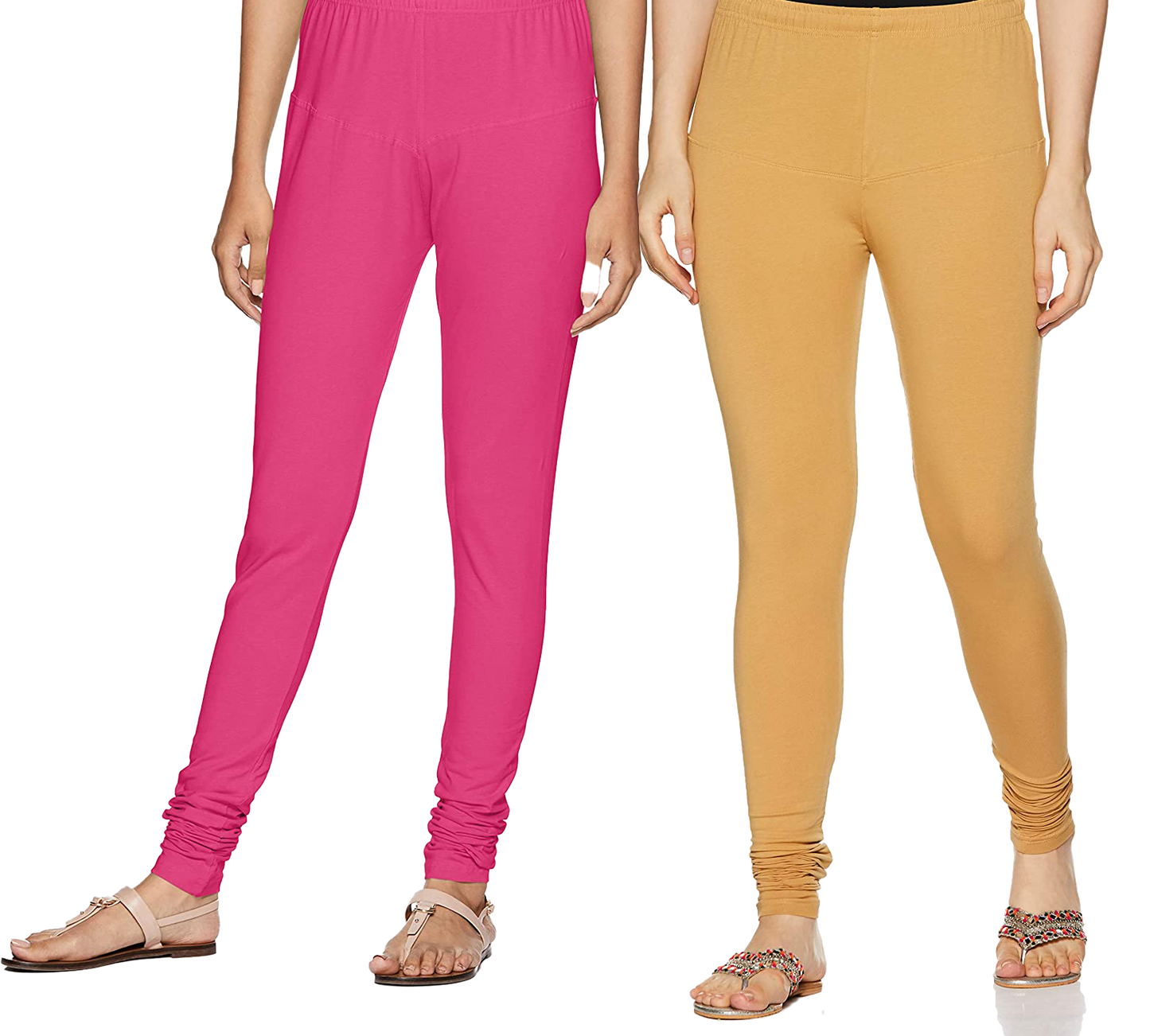 Beige and Pink churidar Leggings for Woman (Pack of 2) - Stilento