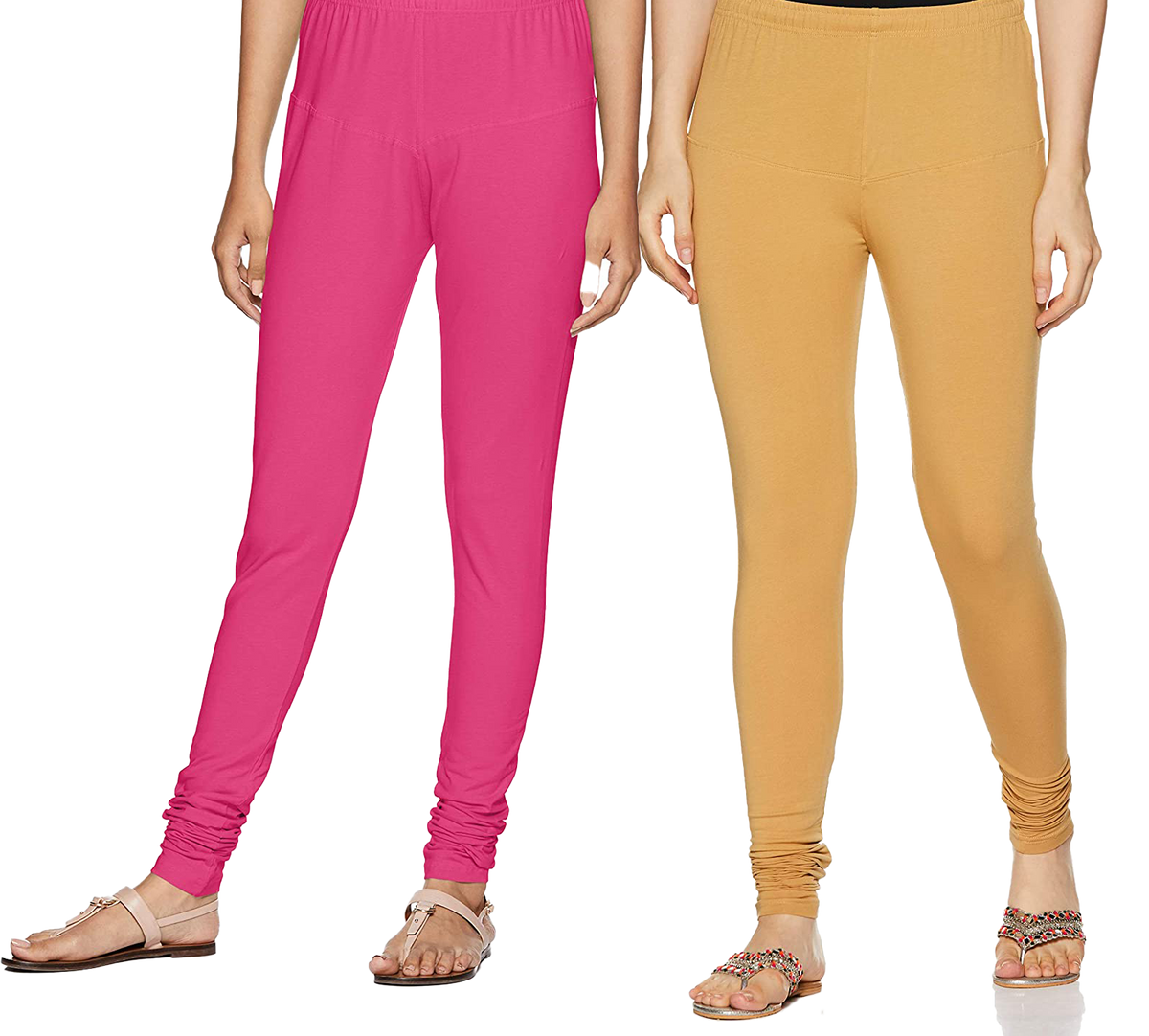 Beige and Pink churidar Leggings for Woman (Pack of 2)