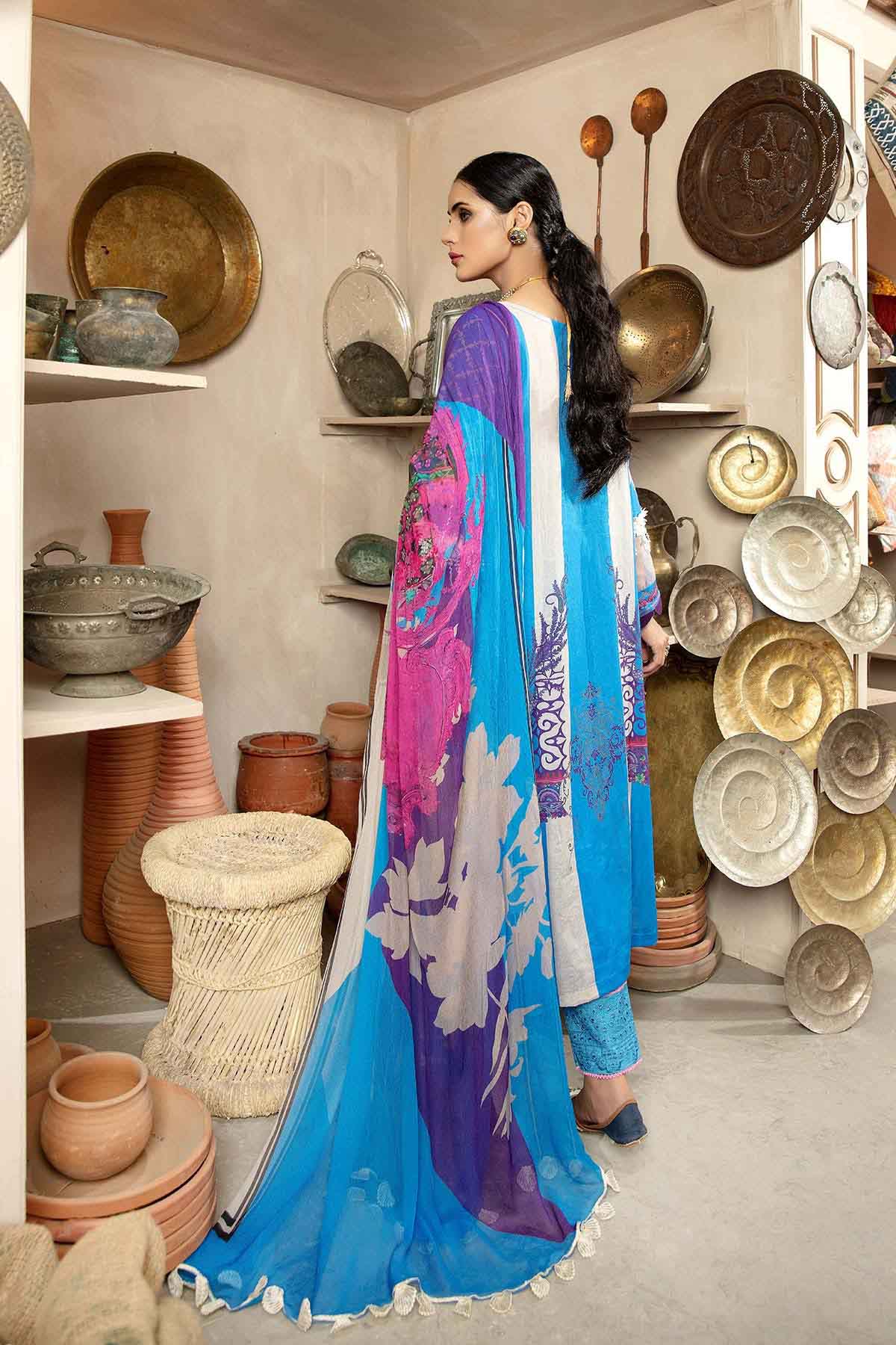 Bin Rashid Lawn Chikankari Pakistani Blue Suit Collection - Stilento