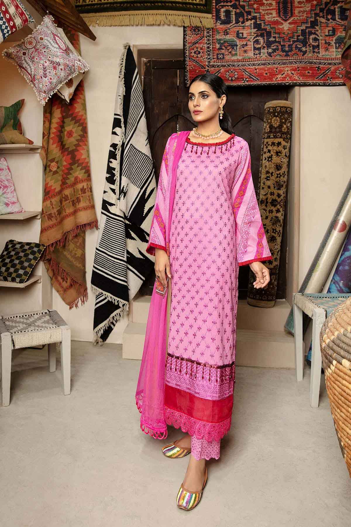 Bin Rashid Lawn Chikankari Pakistani Pink Suits Collection - Stilento
