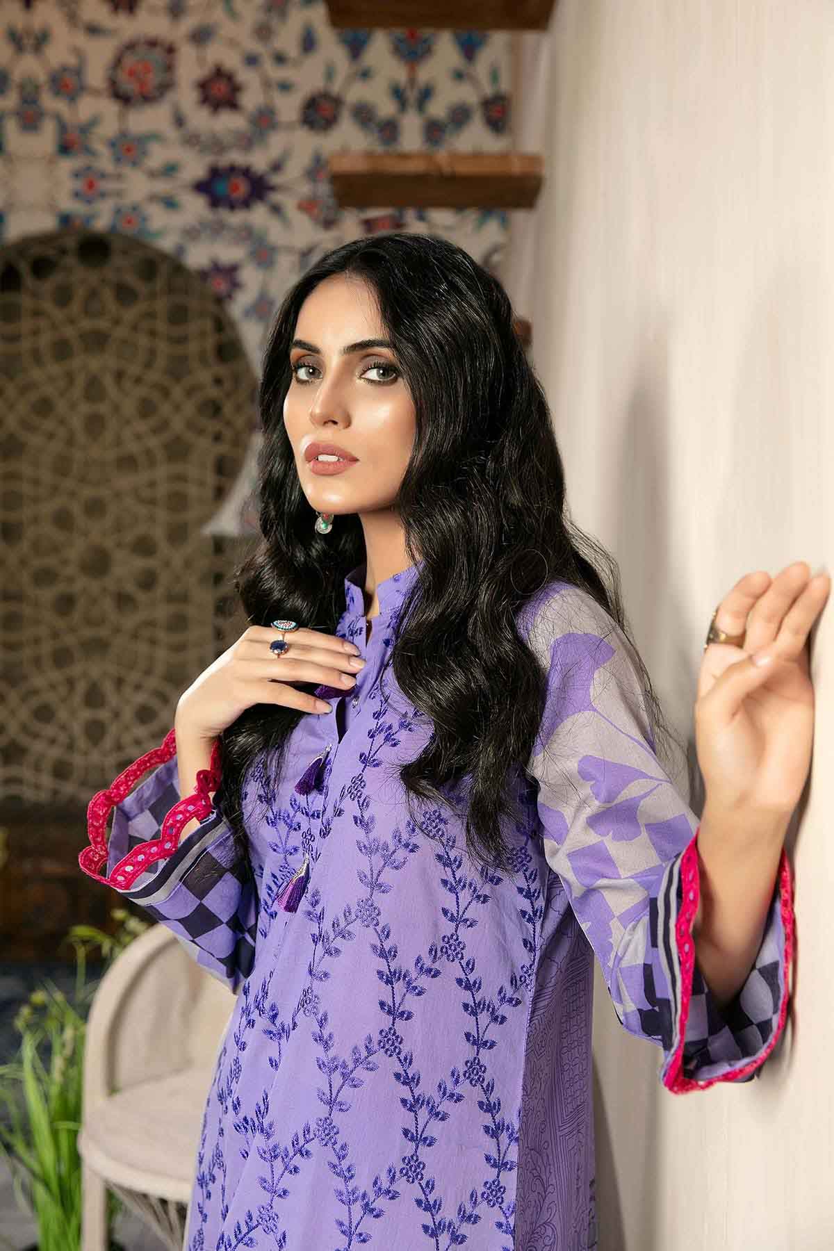 Bin Rashid Lawn Chikankari Pakistani Purple Suit Collection