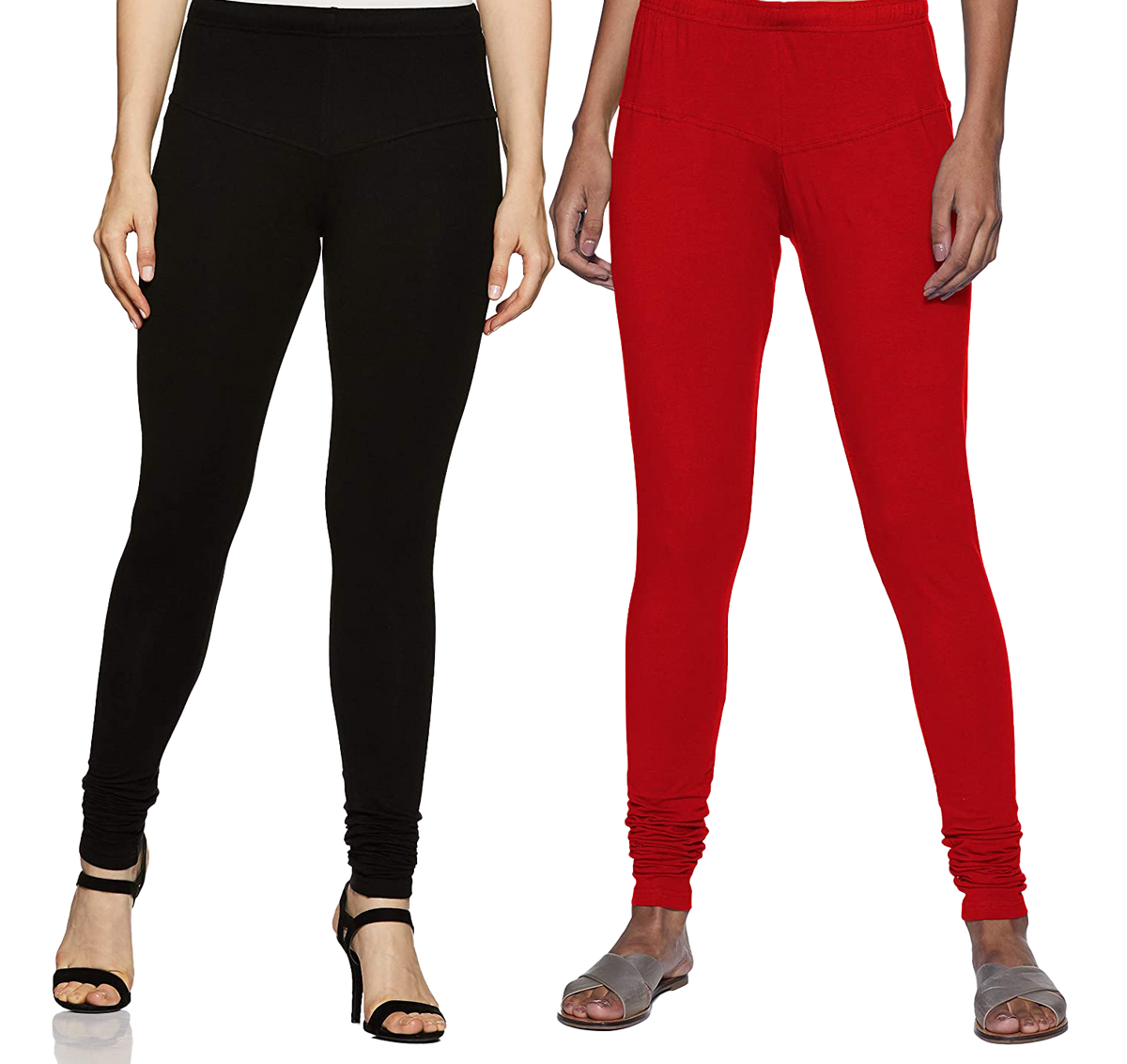 Black and Red churidar Leggings Combo (Pack of 2)