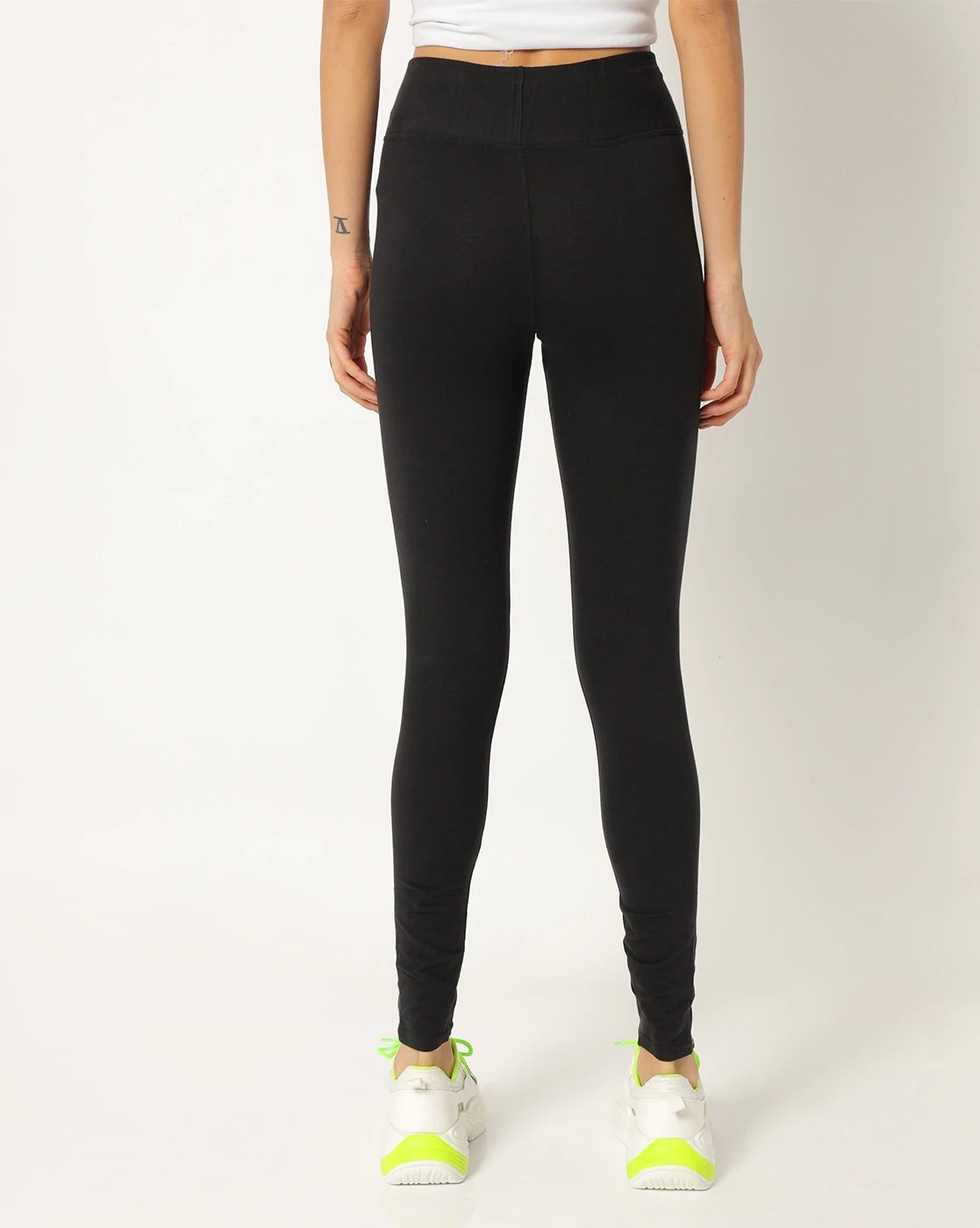 Black Ankle length cotton stretchable leggings for women