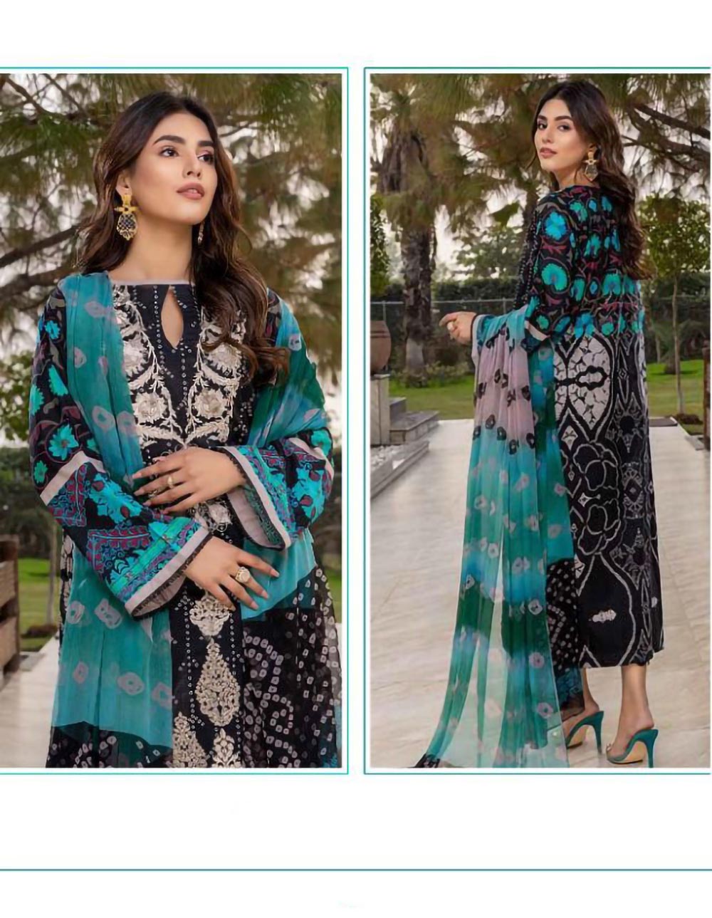 Black Pakistani Style Cotton Salwar Suits Set - Stilento