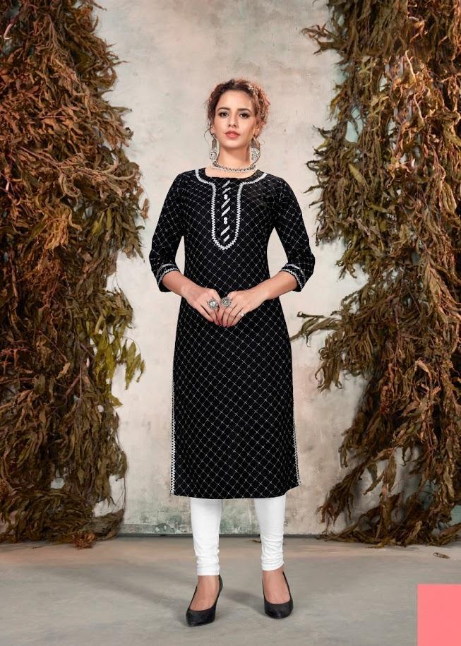 Black Rayon Kurta for Women With Gota Patti Work