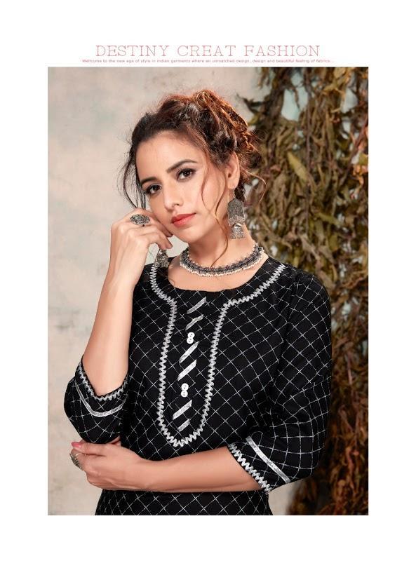 Black Rayon Kurta for Women With Gota Patti Work