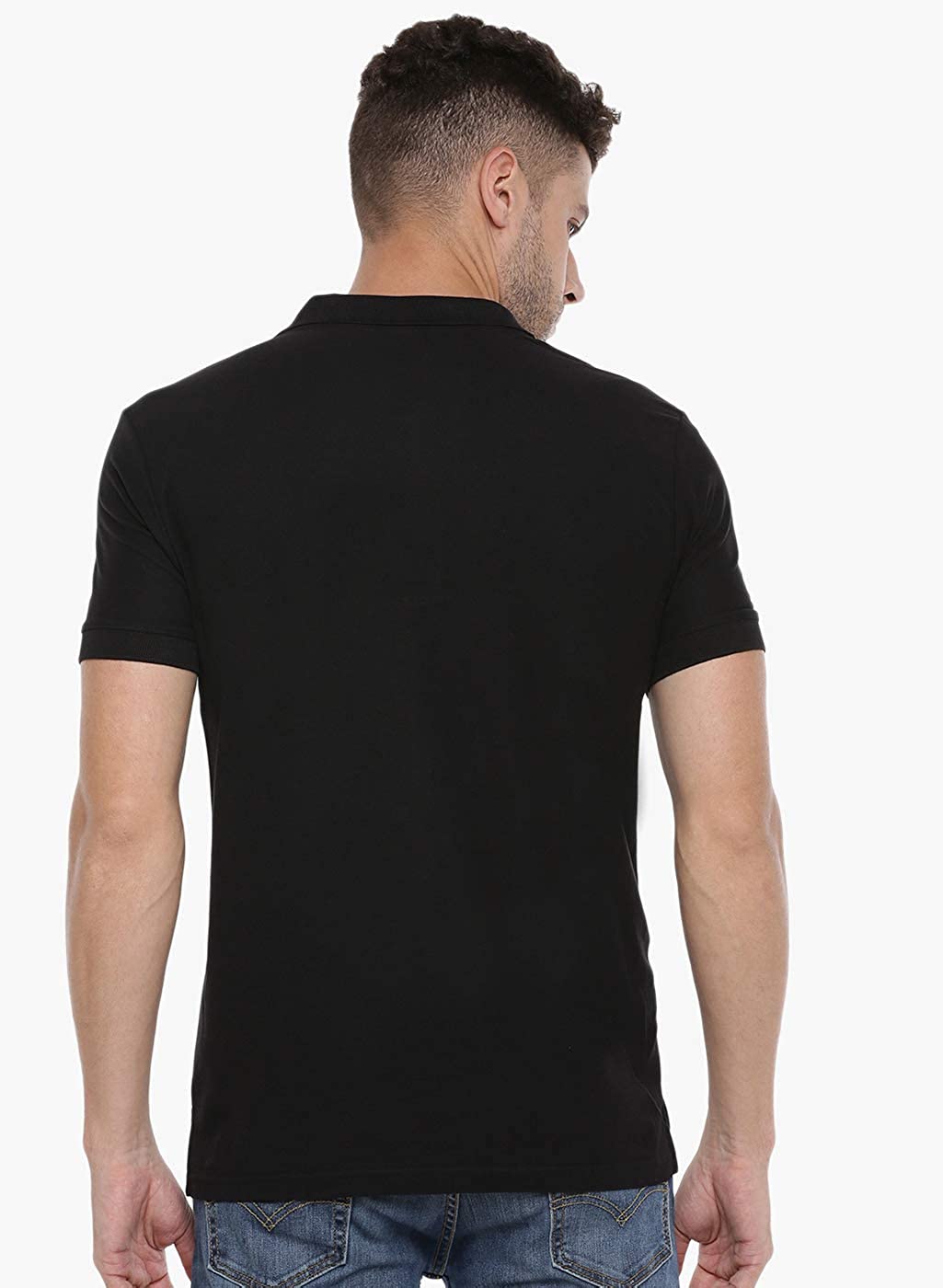 Black t shirt with collar hotsell front and back