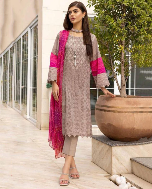 Brown Pakistani Style Cotton Salwar Suits Set