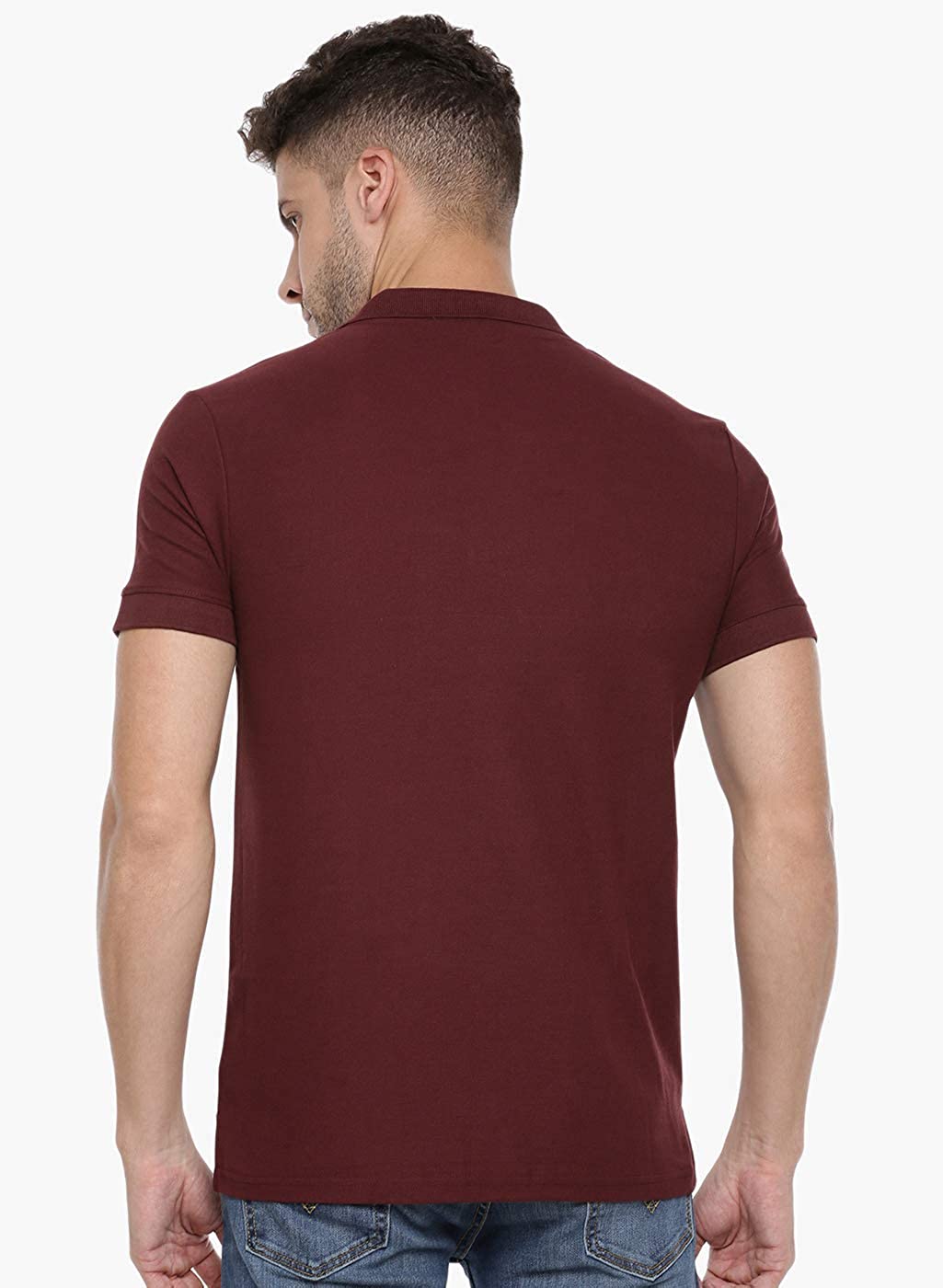 Brown Slim Fit Polo Neck T-Shirt with collar for Men - Stilento