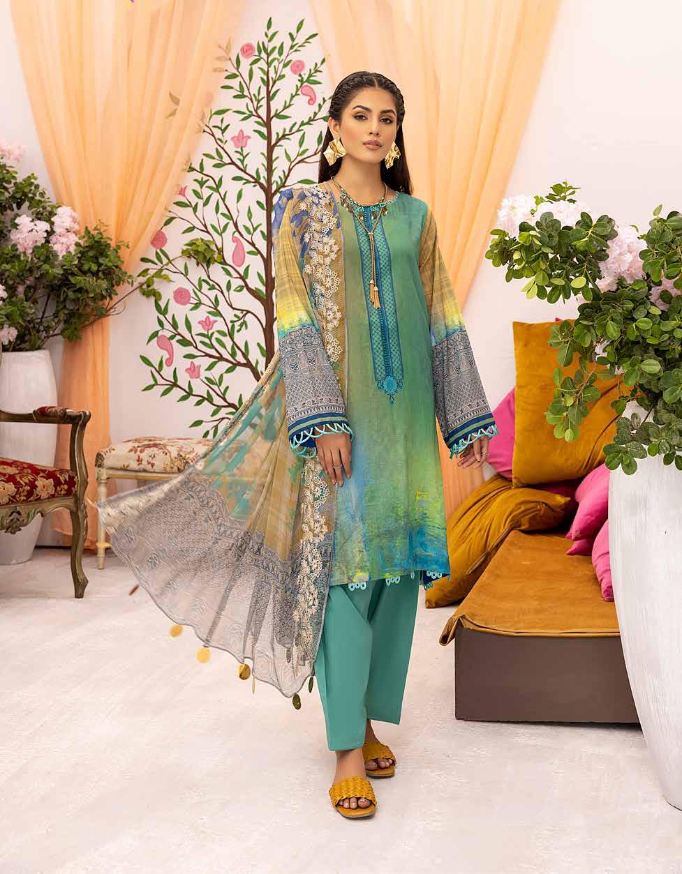 Charizma Melody Pakistani Original Unstitched Lawn Suit - Stilento