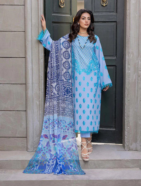 Charizma Reem Blue Lawn Embroidered Unstiched Pakistani Suit