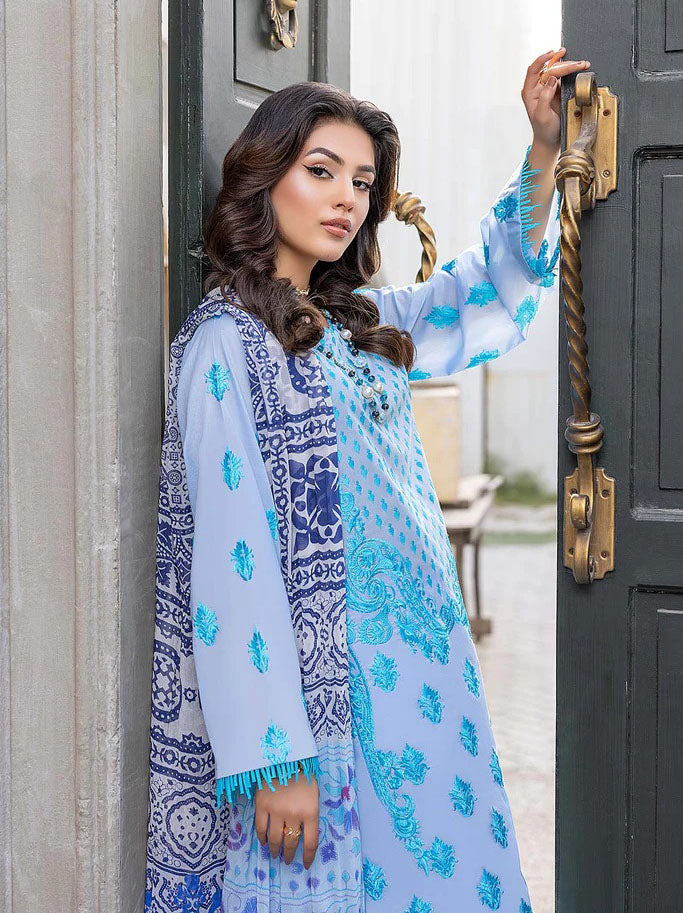 Charizma Reem Blue Lawn Embroidered Unstiched Pakistani Suit - Stilento