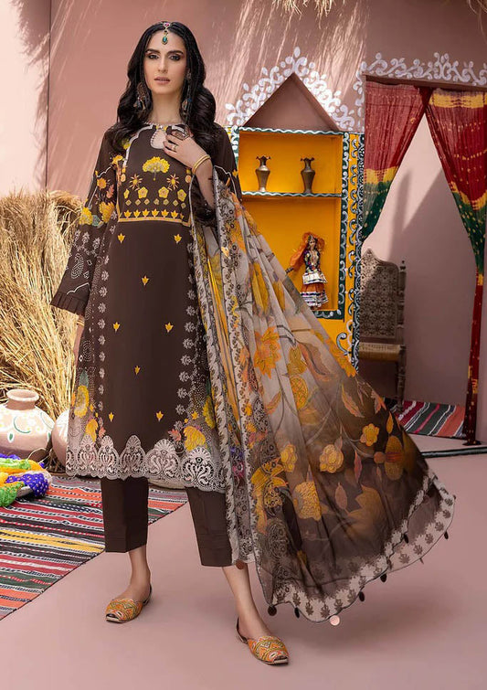 Charizma Unstitched Pakistani Lawn Suit With Chiffon Dupatta - Stilento