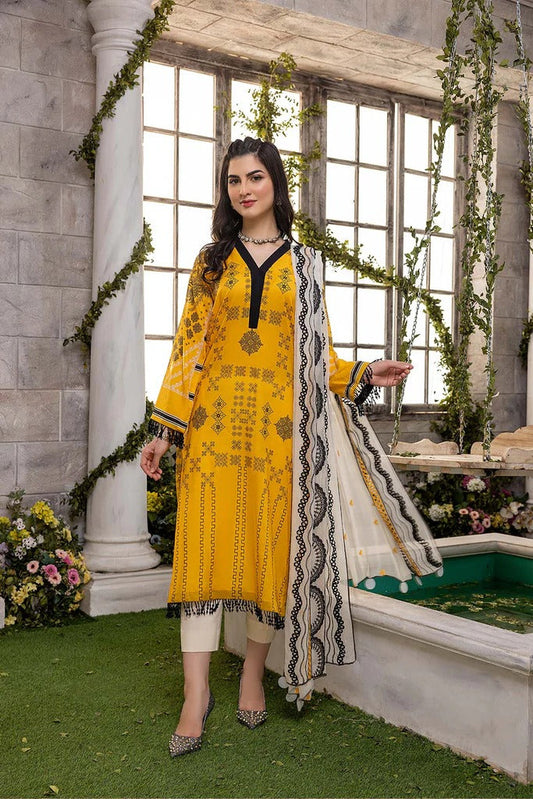 Charizma Unstitched Pakistani Lawn Suit with Chiffon Dupatta