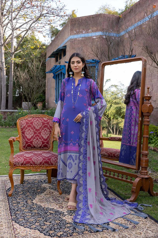 Charizma Unstitched Pakistani Lawn Suit with Chiffon Dupatta