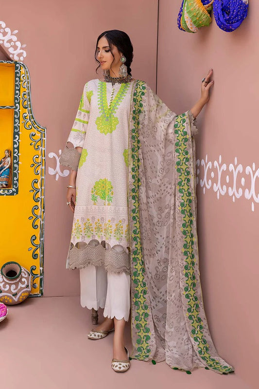 Charizma Unstitched Pakistani Lawn Suit With Chiffon Dupatta - Stilento