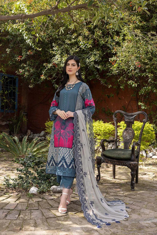 Charizma Unstitched Pakistani Lawn Suit with Chiffon Dupatta - Stilento