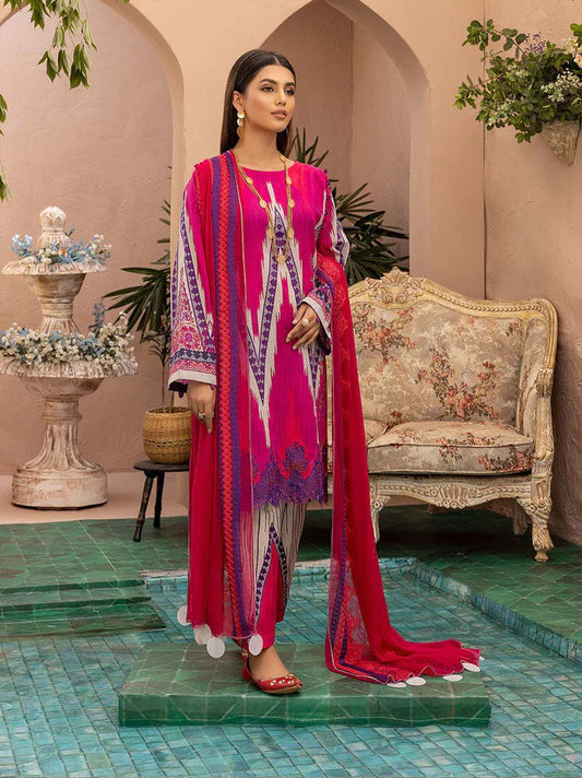 Charizma Unstitched Pakistani Lawn Suit with Chiffon Dupatta