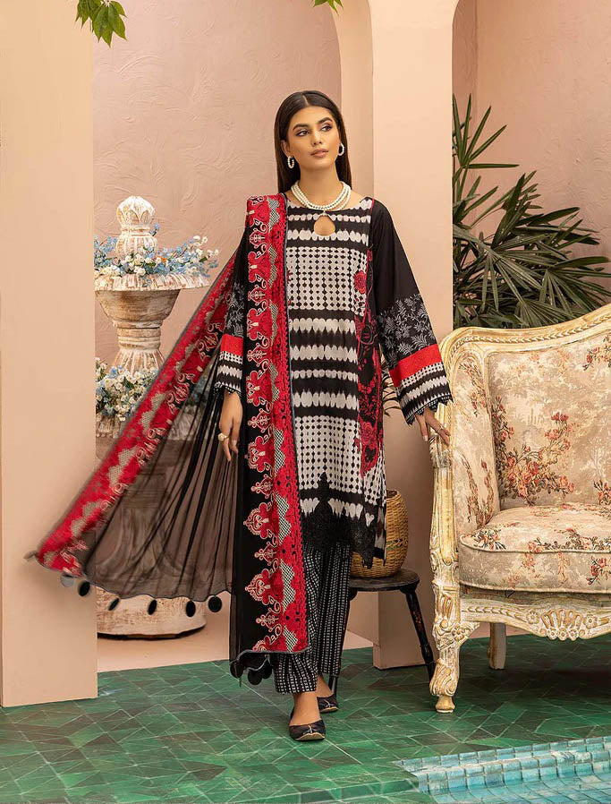 Charizma Unstitched Pakistani Lawn Suit with Chiffon Dupatta - Stilento