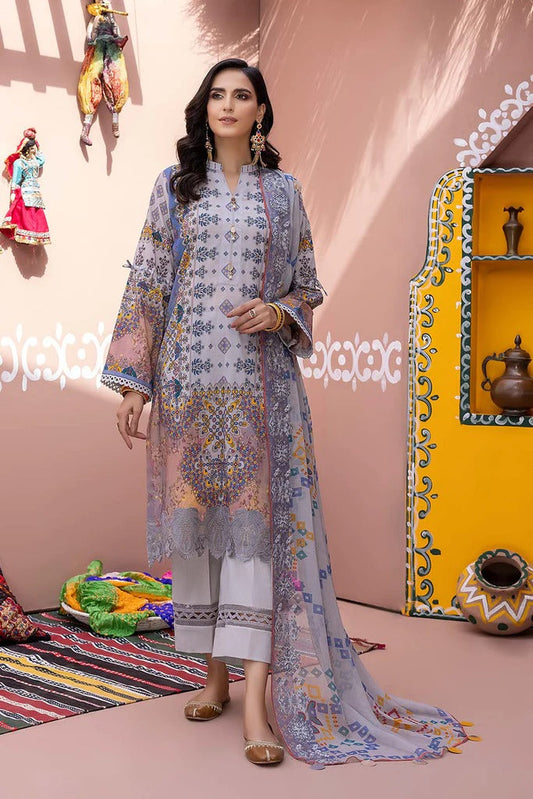 Charizma Unstitched Pakistani Lawn Suit With Chiffon Dupatta