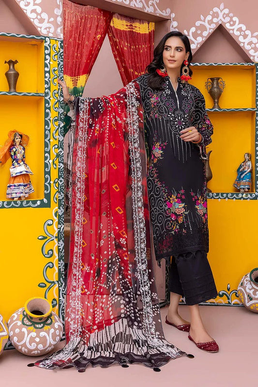 Charizma Unstitched Pakistani Lawn Suit With Chiffon Dupatta - Stilento