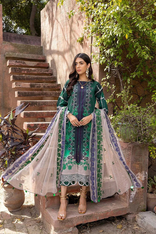 Charizma Unstitched Pakistani Lawn Suit with Chiffon Dupatta