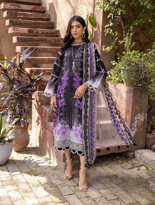 Charizma Unstitched Pakistani Lawn Suit with Chiffon Dupatta