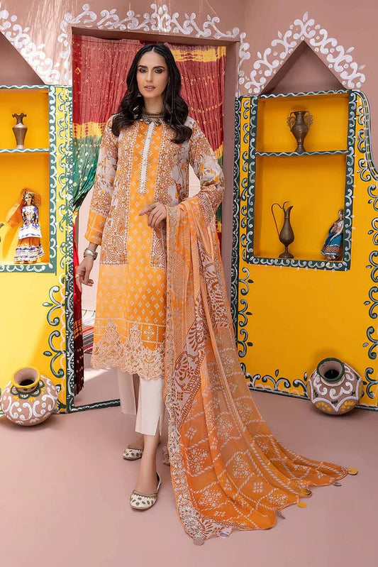 Charizma Unstitched Pakistani Lawn Suit With Chiffon Dupatta