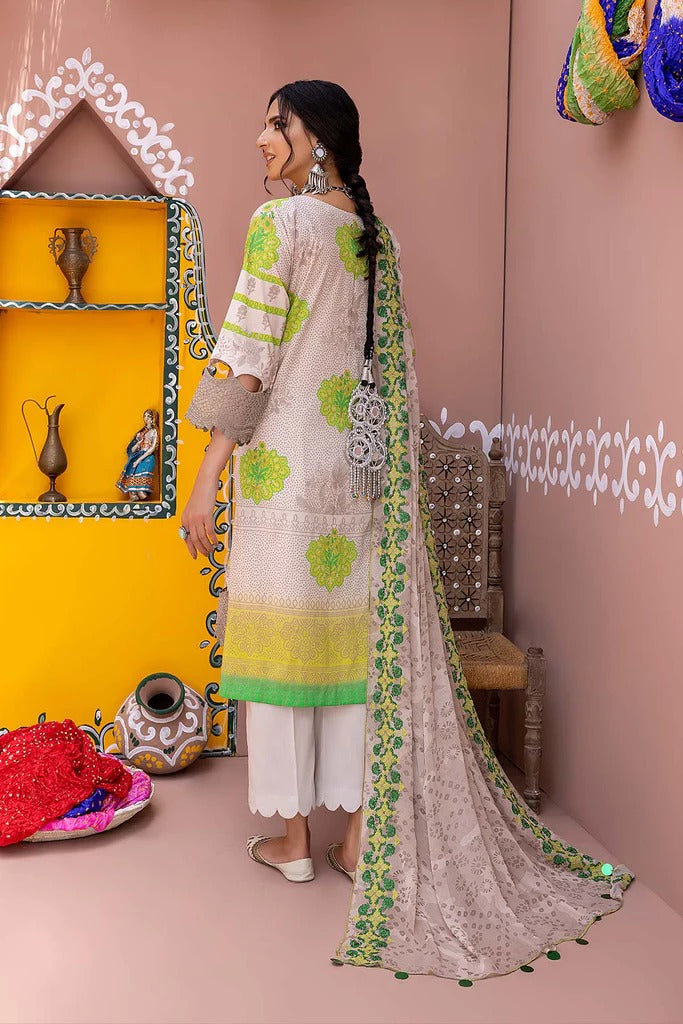 Charizma Unstitched Pakistani Lawn Suit With Chiffon Dupatta - Stilento