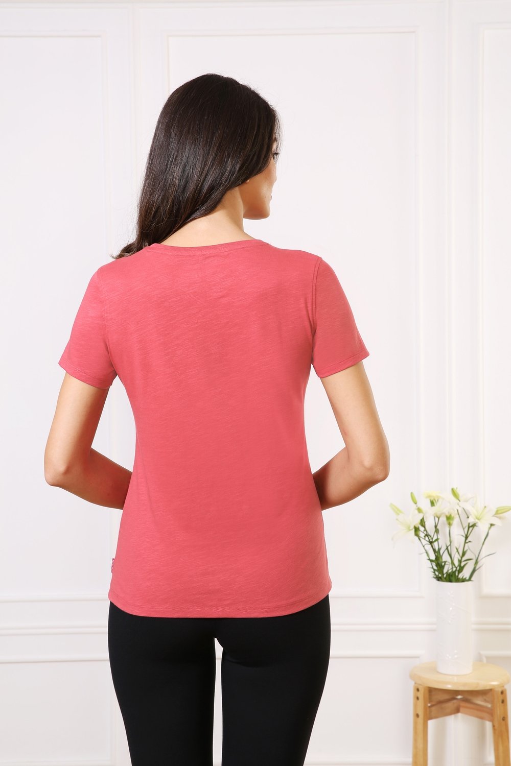 Classic Cotton Every day Wear Pink t-shirt tops for Women - Stilento