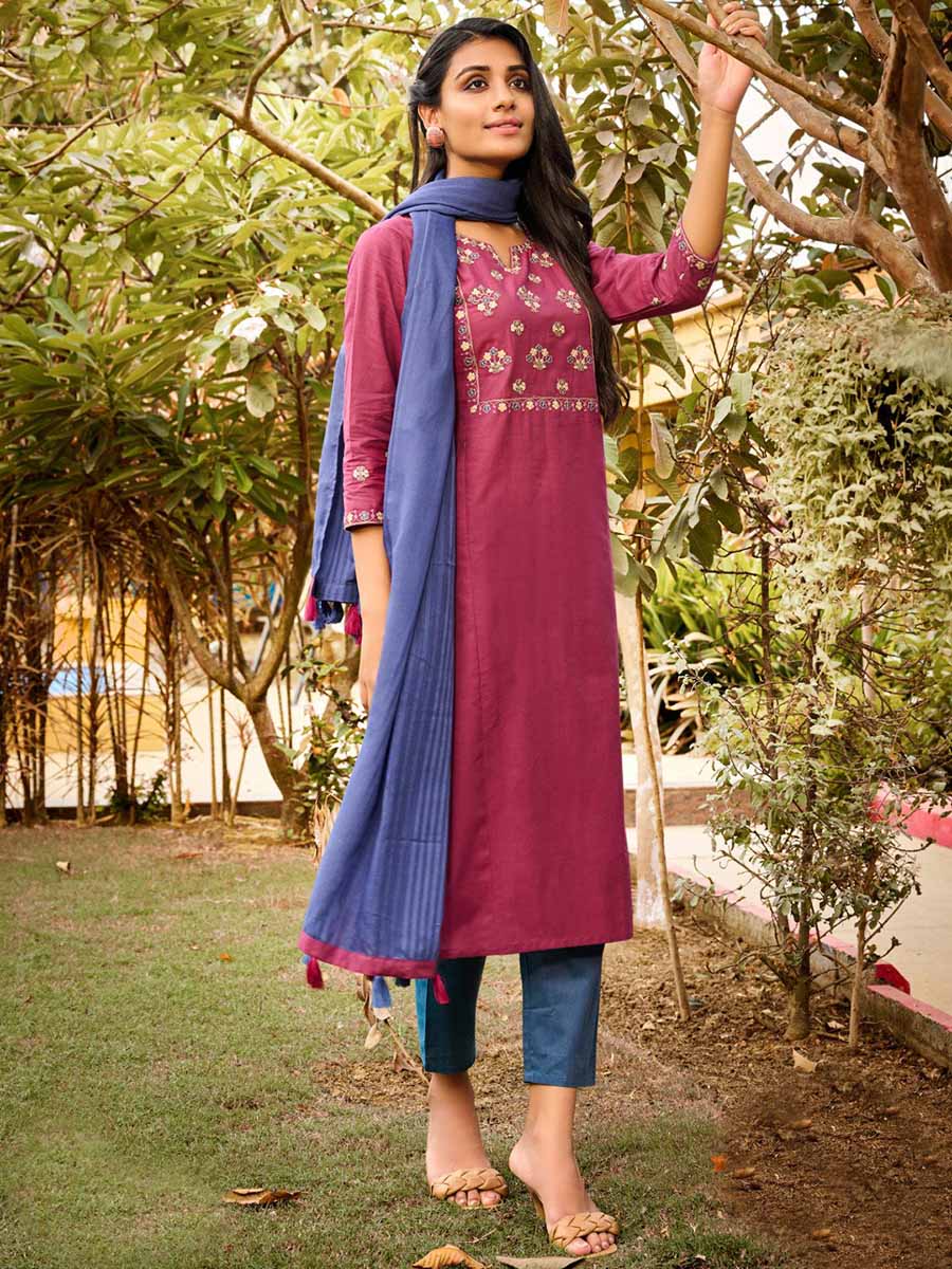 Cotton Embroidered Fully Fully Stitched Suit Set - Stilento