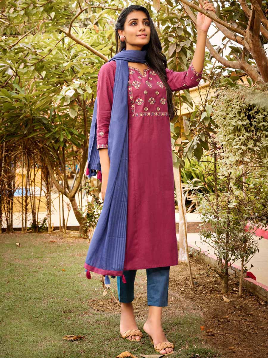 Cotton Embroidered Fully Fully Stitched Suit Set