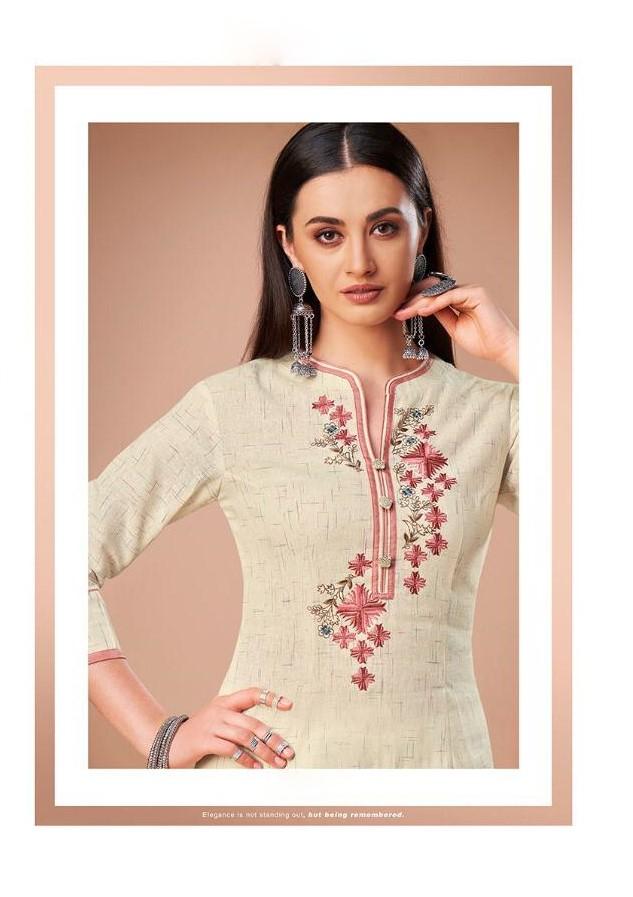 Cotton Embroidery Off white Women Kurta