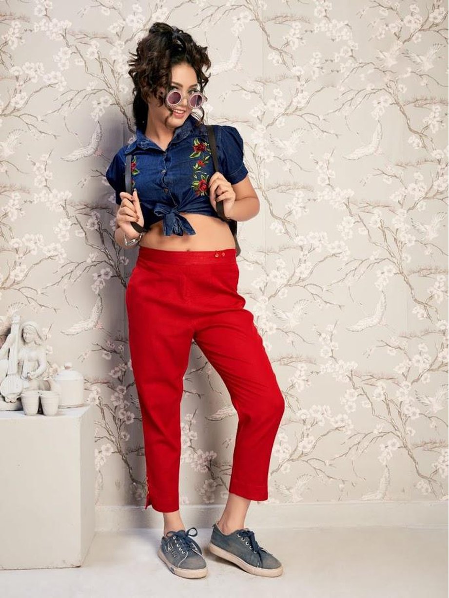 Cotton Flex Women's Pants Red - Stilento