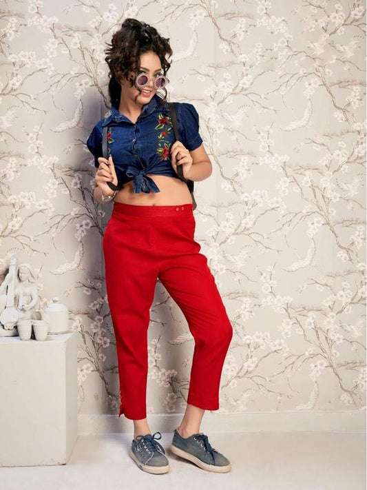 Cotton Flex Women's Pants Red - Stilento