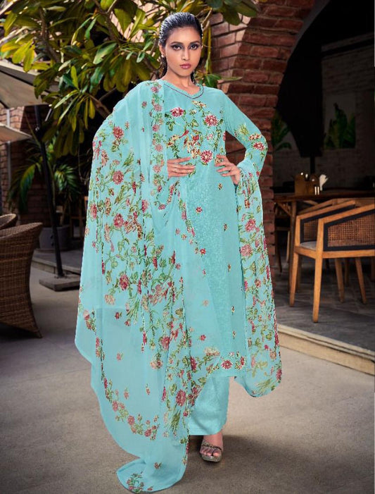 Cotton Linen Printed Dress Materials with Chiffon Dupatta