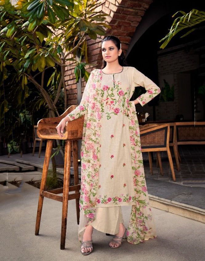 Banarasee Handloom Chanderi Salwar Kameez Fabric With Meena & Zari Des