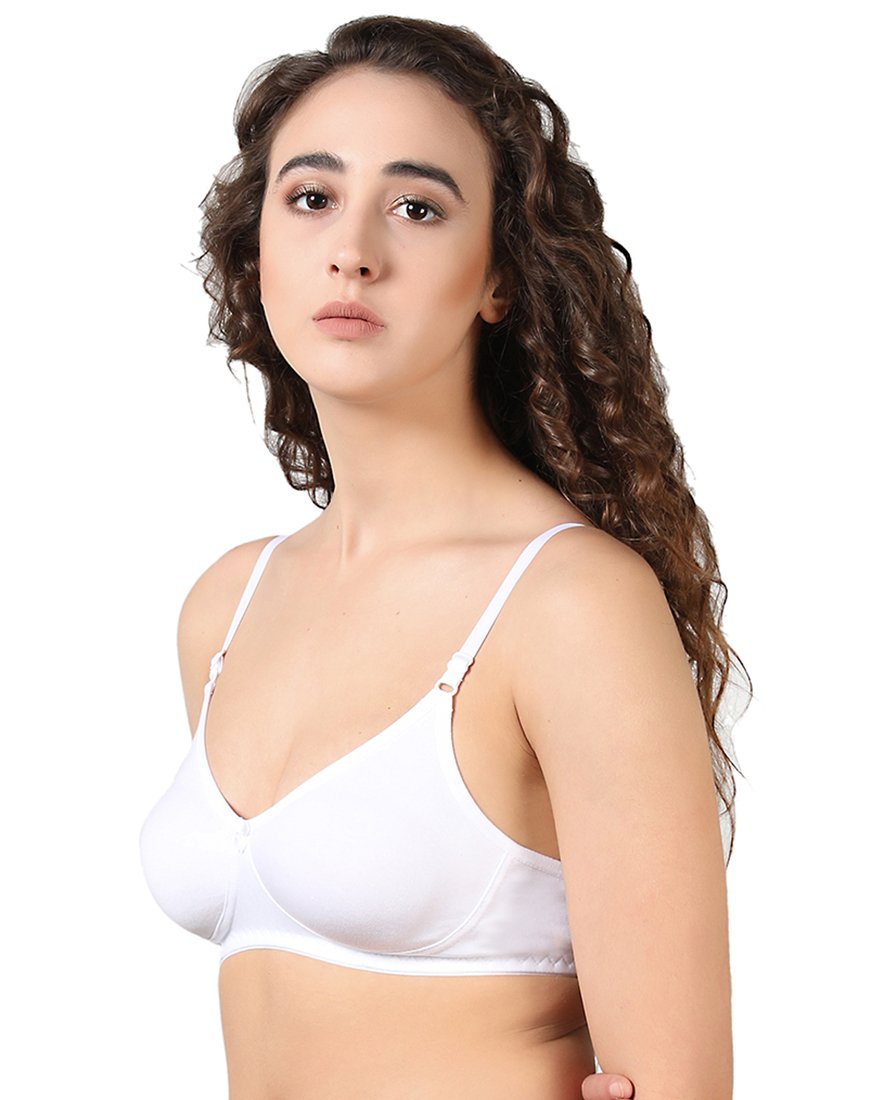 Cotton Non Padded T-Shirt Bra White for Women - Stilento