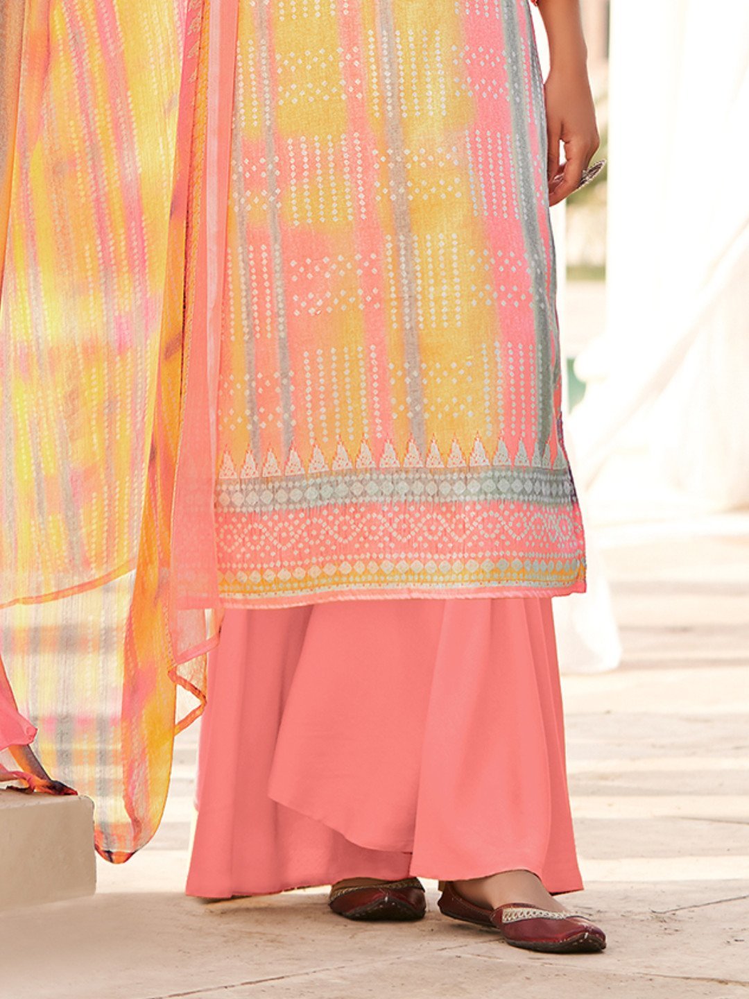 Cotton Printed Pink Un-Stitched Suit with Dupatta - Stilento