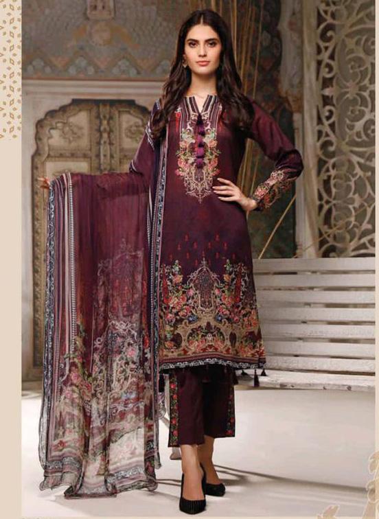 Cotton Purple Unstitched Dress materials for women - Stilento
