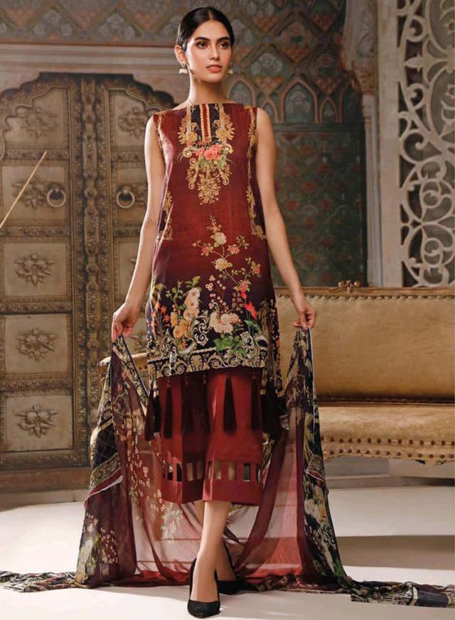 Cotton Red Dress materials for women latest design - Stilento