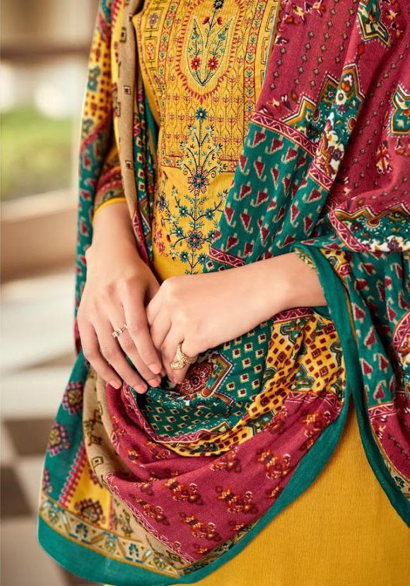 Cotton Salwar Suit Karachi Yellow Dress Material With Embroidery for Women - Stilento