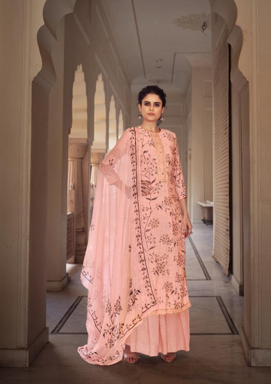 Cotton Silk Beautiful Floral Pink Printed Salwar kameez material