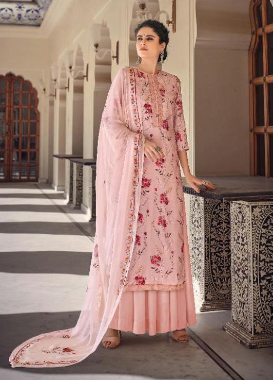 Cotton Silk Floral Printed Pink Women Salwar Suits Dress material - Stilento