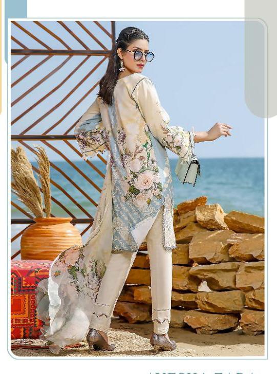 Cotton Unstitched Pakistani Brown Dress Material with Chiffon Dupatta - Stilento